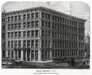 Dodd, Brown en Company Groothandel Droge Goederen, Vijfde en St. Charles Straten